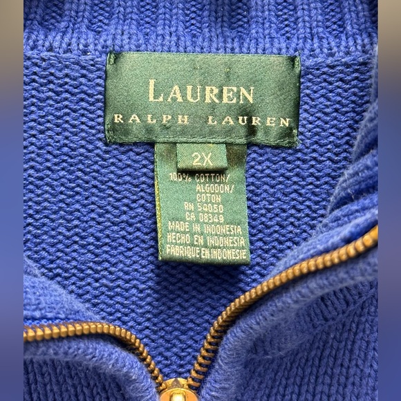 Lauren Ralph Lauren Blue Polo Quarter 1/4 Zip Up Sweater - Picture 4 of 6